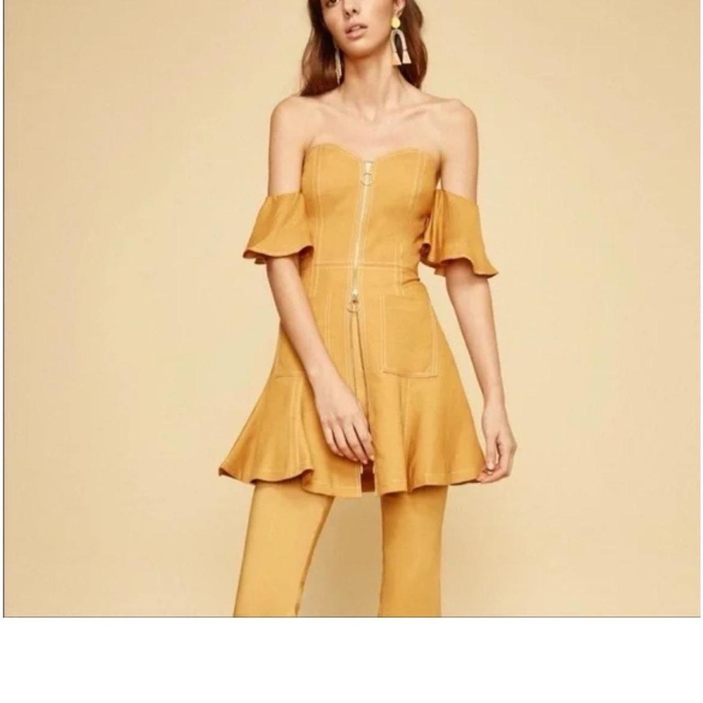 Yellow Jean material mini dress
